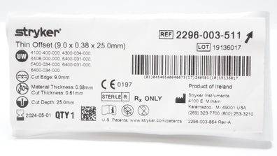 Stryker 2296-003-511 Thin Offset Blade 9.0 x 0.38 x 25.0mm (x)